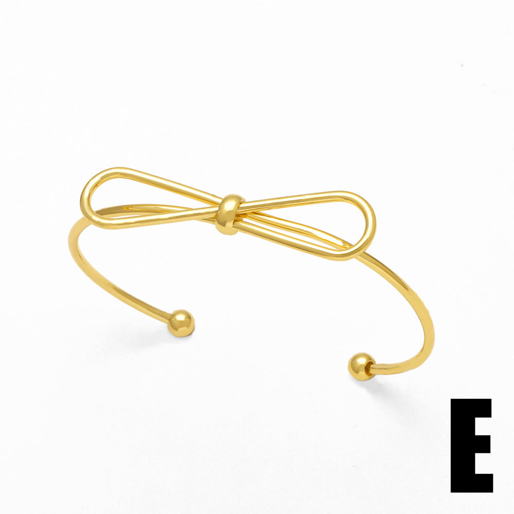 Wholesale Bowknot Polished Copper 18k Gold Plated Bracelet